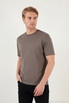 Pamuklu Bisiklet Yaka Kısa Kollu Erkek T Shirt 5904114 AÇIK KAHVE