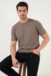 Pamuklu Bisiklet Yaka Kısa Kollu Erkek T Shirt 5904115 KAHVE