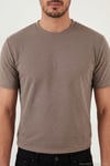 Pamuklu Bisiklet Yaka Kısa Kollu Erkek T Shirt 5904115 KAHVE