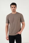 Pamuklu Bisiklet Yaka Kısa Kollu Erkek T Shirt 5904115 KAHVE
