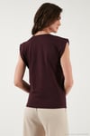Pamuklu Bisiklet Yaka Kolsuz Kadın T Shirt 5864019 VİŞNE