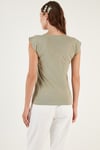 Pamuklu Bisiklet Yaka Kolsuz Kadın T Shirt 5864019 Olive