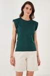 Pamuklu Bisiklet Yaka Kolsuz Kadın T Shirt 5864019 NEFTİ