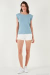 Pamuklu Bisiklet Yaka Kolsuz Kadın T Shirt 5864019 BEBE MAVİ