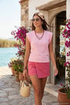 Pamuklu Bisiklet Yaka Kolsuz Kadın T Shirt 5864019 TOZ PEMBE