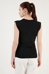 Pamuklu Bisiklet Yaka Kolsuz Kadın T Shirt 5864019 SİYAH