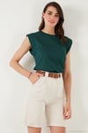 Pamuklu Bisiklet Yaka Kolsuz Kadın T Shirt 5864019 NEFTİ