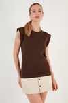 Pamuklu Bisiklet Yaka Kolsuz Kadın T Shirt 5864019 KAHVE