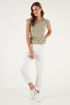 Pamuklu Bisiklet Yaka Kolsuz Kadın T Shirt 5864019 Olive
