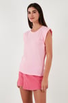 Pamuklu Bisiklet Yaka Kolsuz Kadın T Shirt 5864019 TOZ PEMBE