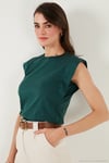 Pamuklu Bisiklet Yaka Kolsuz Kadın T Shirt 5864019 NEFTİ