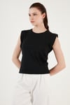 Pamuklu Bisiklet Yaka Kolsuz Kadın T Shirt 5864019 SİYAH