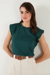 Pamuklu Bisiklet Yaka Kolsuz Kadın T Shirt 5864019 NEFTİ