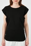 Pamuklu Bisiklet Yaka Kolsuz Kadın T Shirt 5864019 SİYAH
