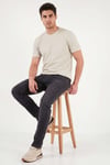 Pamuklu Bisiklet Yaka Kontrast Şeritli Erkek T Shirt 5904034 TAŞ