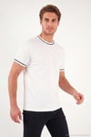 Pamuklu Bisiklet Yaka Kontrast Şeritli Erkek T Shirt 5904034 EKRU