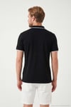 Pamuklu Bisiklet Yaka Kontrast Şeritli Erkek T Shirt 5904034 SİYAH