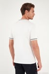 Pamuklu Bisiklet Yaka Kontrast Şeritli Erkek T Shirt 5904034 EKRU