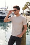 Pamuklu Bisiklet Yaka Kontrast Şeritli Erkek T Shirt 5904034 TAŞ