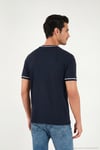 Pamuklu Bisiklet Yaka Kontrast Şeritli Erkek T Shirt 5904034 İNDİGO
