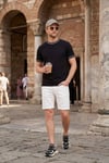 Pamuklu Bisiklet Yaka Kontrast Şeritli Erkek T Shirt 5904034 SİYAH