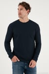 Pamuklu Bisiklet Yaka Normal Kalıp Basic Erkek Sweat 5905073 LACİVERT