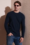 Pamuklu Bisiklet Yaka Normal Kalıp Basic Erkek Sweat 5905073 LACİVERT