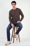 Pamuklu Bisiklet Yaka Normal Kalıp Basic Erkek Sweat 5905073 KAHVE