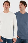 Pamuklu Bisiklet Yaka Normal Kalıp Basic 2'li Paket Erkek Sweat 5905073S2 Ekru-Koyu Gri