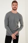 Pamuklu Bisiklet Yaka Normal Kalıp Basic Erkek Sweat 5905073 AÇIK HAKİ