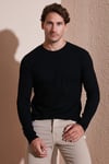 Pamuklu Bisiklet Yaka Normal Kalıp Basic Erkek Sweat 5905073 SİYAH