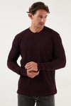 Pamuklu Bisiklet Yaka Normal Kalıp Basic Erkek Sweat 5905073 VİŞNE