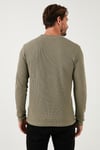 Pamuklu Bisiklet Yaka Normal Kalıp Basic Erkek Sweat 5905073 Vizon Yeşili