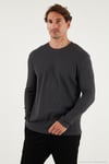 Pamuklu Bisiklet Yaka Normal Kalıp Basic 2'li Paket Erkek Sweat 5905073S2 Antrasit-Ekru