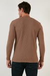 Pamuklu Bisiklet Yaka Normal Kalıp Basic Erkek Sweat 5905073 SAFARİ