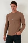 Pamuklu Bisiklet Yaka Normal Kalıp Basic Erkek Sweat 5905073 SAFARİ