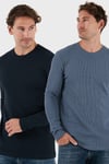 Pamuklu Bisiklet Yaka Normal Kalıp Basic 2'li Paket Erkek Sweat 5905073S2 KOYU GRİ-LACİVERT
