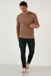 Pamuklu Bisiklet Yaka Normal Kalıp Basic Erkek Sweat 5905073 SAFARİ