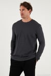 Pamuklu Bisiklet Yaka Normal Kalıp Basic Erkek Sweat 5905073 ANTRASİT