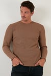 Pamuklu Bisiklet Yaka Normal Kalıp Basic Erkek Sweat 5905073 SAFARİ