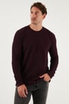 Pamuklu Bisiklet Yaka Normal Kalıp Basic Erkek Sweat 5905073 VİŞNE