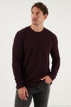 Pamuklu Bisiklet Yaka Normal Kalıp Basic Erkek Sweat 5905073 VİŞNE