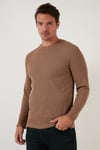 Pamuklu Bisiklet Yaka Normal Kalıp Basic Erkek Sweat 5905073 SAFARİ