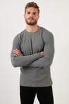 Pamuklu Bisiklet Yaka Normal Kalıp Basic Erkek Sweat 5905073 AÇIK HAKİ