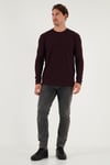 Pamuklu Bisiklet Yaka Normal Kalıp Basic Erkek Sweat 5905073 VİŞNE
