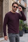 Pamuklu Bisiklet Yaka Normal Kalıp Basic Erkek Sweat 5905073 VİŞNE