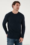 Pamuklu Bisiklet Yaka Normal Kalıp Basic Erkek Sweat 5905073 LACİVERT