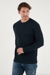 Pamuklu Bisiklet Yaka Normal Kalıp Basic Erkek Sweat 5905073 LACİVERT