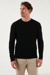 Pamuklu Bisiklet Yaka Normal Kalıp Basic Erkek Sweat 5905073 SİYAH