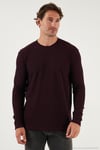 Pamuklu Bisiklet Yaka Normal Kalıp Basic Erkek Sweat 5905073 VİŞNE